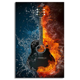 Acoustic Guitar Fire Water | Wall Art